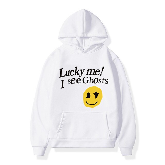 Lucky Me I See Ghosts White Hoodie